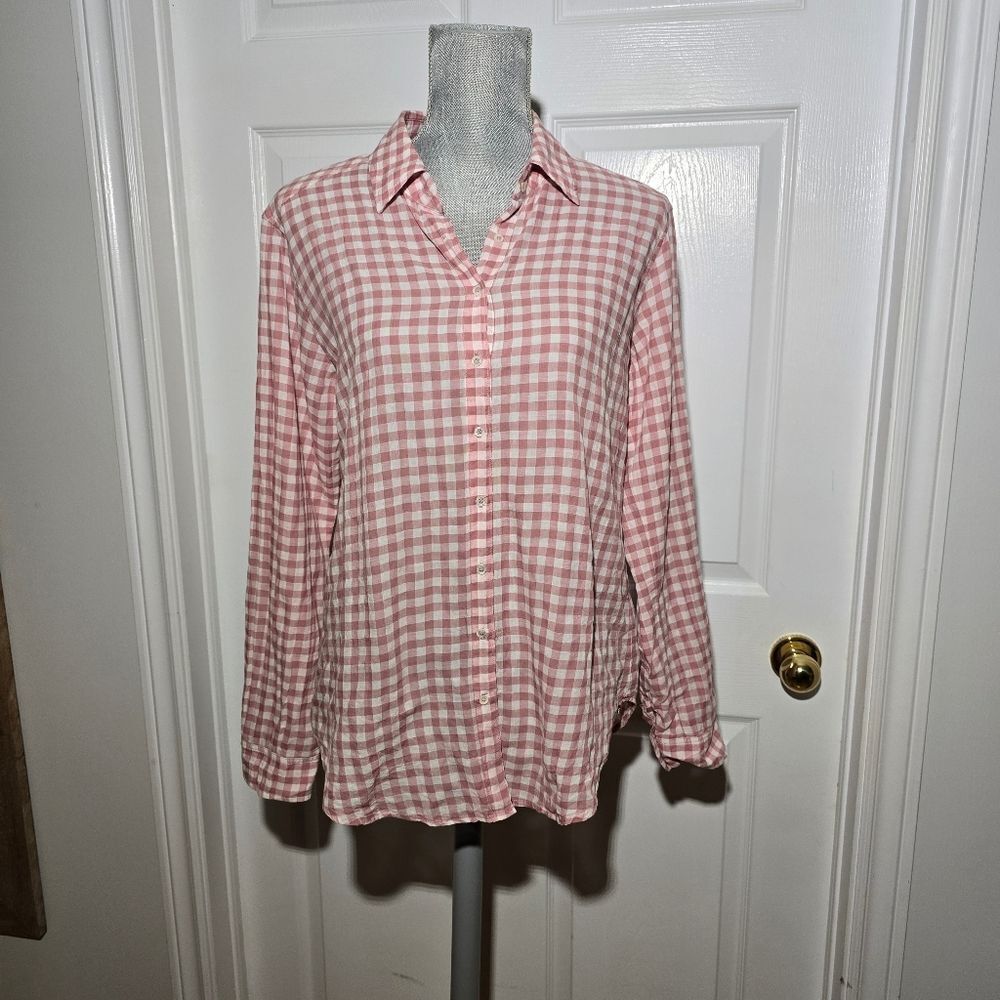 XIRENA gingham button up blouse
